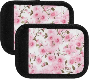SPRIPORT Pink Cherry Blossom 2 Pack Luggage Handle Wraps for Suitcase Identifier Luggage Makers Covers with ID Tag Luggage Bag Grip Protector Saddle for Travel Flying Airplane Handbag Shopping Bag