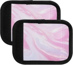 SPRIPORT Pink Marble 2 Pack Luggage Handle Wraps for Suitcase Identifier Luggage Makers Covers with ID Tag Soft Handle Covers for Flying Airplane Travel Shopping Bag Handbag Wallet