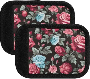 SPRIPORT Pink Roses Vintage 2 Pack Luggage Handle Wraps for Suitcase Identifier Luggage Makers Covers with ID Tag Luggage Bag Grip Protector Saddle for Travel Flying Airplane Handbag Shopping Bag