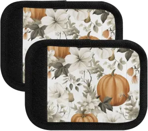 SPRIPORT Pumpkins Flowers 2 Pack Luggage Handle Wraps for Suitcase Identifier Luggage Makers Covers with ID Tag Luggage Bag Grip Protector Saddle for Travel Flying Airplane Shopping Bag Handbag