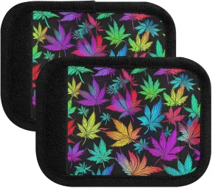 SPRIPORT Purple Leaves 2 Pack Luggage Handle Wraps for Suitcase Identifier Luggage Makers Covers with ID Tag Luggage Bag Grip Protector Saddle for Shopping Bag Handbag Wallet Flying Airplane Travel