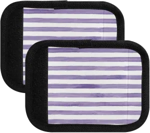 SPRIPORT Purple Stripe 2 Pack Luggage Handle Wraps for Suitcase Identifier Luggage Makers Covers with ID Tag Soft Handle Covers for Travel Flying Airplane Shopping Bag Handbag Wallet