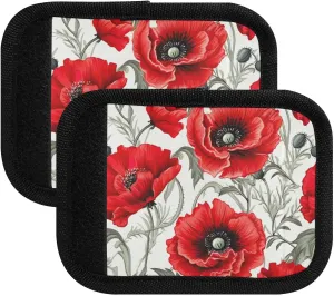SPRIPORT Red Flowers Poppy 2 Pack Luggage Handle Wraps for Suitcase Identifier Luggage Makers Covers with ID Tag Luggage Bag Grip Protector Saddle for Flying Airplane Travel Shopping Bag Handbag