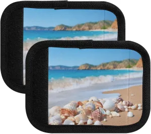 SPRIPORT Seashells Beach 2 Pack Luggage Handle Wraps for Suitcase Identifier Luggage Makers Covers with ID Tag Luggage Bag Grip Protector Saddle for Shopping Bag Handbag Wallet Flying Airplane Travel