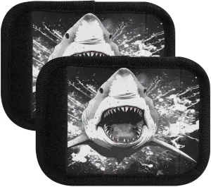 SPRIPORT Shark Watercolor Black 2 Pack Luggage Handle Wraps for Suitcase Identifier Luggage Makers Covers with ID Tag Luggage Bag Grip Protector Saddle for Shopping Bag Handbag Flying Airplane Travel