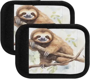 SPRIPORT Sloth Sleeping 2 Pack Luggage Handle Wraps for Suitcase Identifier Luggage Makers Covers with ID Tag Luggage Bag Grip Protector Saddle for Flying Airplane Travel Handbag Wallet Shopping Bag