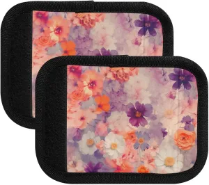 SPRIPORT Spring Flowers Abstract Floral 2 Pack Luggage Handle Wraps for Suitcase Identifier Luggage Makers Covers with ID Tag Luggage Bag Grip Protector Saddle for Shopping Bag Flying Airplane Travel