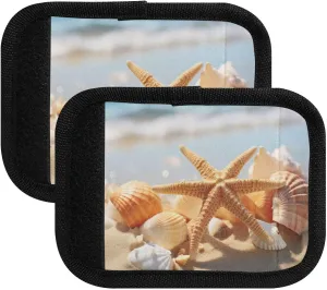 SPRIPORT Starfish Shell Sandy Beach 2 Pack Luggage Handle Wraps for Suitcase Identifier Luggage Makers Covers with ID Tag Luggage Bag Grip Protector Saddle for Travel Flying Airplane Shopping Bag