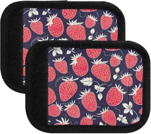 SPRIPORT Strawberries Black Leaves 2 Pack Luggage Handle Wraps for Suitcase Identifier Luggage Makers Covers with ID Tag Luggage Bag Grip Protector Saddle for Flying Airplane Travel Handbag