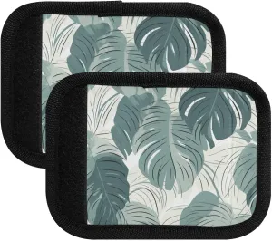 SPRIPORT Summer Palm Leaf 2 Pack Luggage Handle Wraps for Suitcase Identifier Luggage Makers Covers with ID Tag Luggage Bag Grip Protector Saddle for Shopping Bag Handbag Flying Airplane Travel