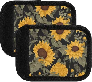 SPRIPORT Sunflower Leaves 2 Pack Luggage Handle Wraps for Suitcase Identifier Luggage Makers Covers with Luggage Tags Luggage Bag Grip Protector Saddle for Flying Airplane Travel Shopping Bag Handbag