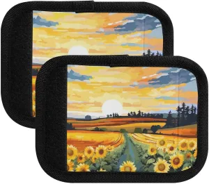 SPRIPORT Sunflowers Oil Painting 2 Pack Luggage Handle Wraps for Suitcase Identifier Luggage Makers Covers with ID Tag Luggage Bag Grip Protector Saddle for Flying Airplane Travel Shopping Bag