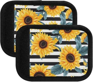 SPRIPORT Sunflowers Strip 2 Pack Luggage Handle Wraps for Suitcase Identifier Luggage Makers Covers with ID Tag Luggage Bag Grip Protector Saddle for Handbag Shopping Bag Flying Airplane Travel