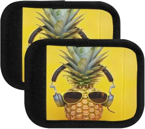 SPRIPORT Sunny Pineapple Headphones 2 Pack Luggage Handle Wraps for Suitcase Identifier Luggage Makers Covers with ID Tag Luggage Bag Grip Protector Saddle for Travel Flying Airplane Shopping Bag