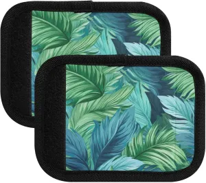 SPRIPORT Tropical Palms Leaf 2 Pack Luggage Handle Wraps for Suitcase Identifier Luggage Makers Covers with ID Tag Luggage Bag Grip Protector Saddle for Shopping Bag Handbag Flying Airplane Travel