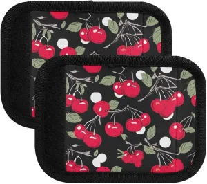 SPRIPORT Watercolor Cherries 2 Pack Luggage Handle Wraps for Suitcase Identifier Luggage Makers Covers with ID Tag Luggage Bag Grip Protector Saddle for Handbag Shopping Bag Flying Airplane Travel