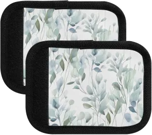 SPRIPORT Watercolor Eucalyptus Leaves 2 Pack Luggage Handle Wraps for Suitcase Identifier Luggage Makers Covers with ID Tag Luggage Bag Grip Protector Saddle for Shopping Bag Flying Airplane Travel