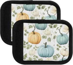 SPRIPORT Watercolor Fall Pumpkins White 2 Pack Luggage Handle Wraps for Suitcase Identifier Luggage Makers Covers with ID Tag Luggage Bag Grip Protector Saddle for Flying Airplane Travel Shopping Bag
