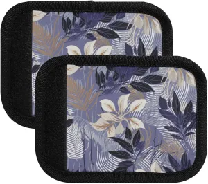SPRIPORT Watercolor Leaves Branches Stripes 2 Pack Luggage Handle Wraps for Suitcase Identifier Luggage Makers Covers with ID Tag Luggage Bag Grip Protector Saddle for Shopping Flying Airplane Travel