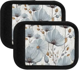SPRIPORT Watercolor Light Blue Flowers 2 Pack Luggage Handle Wraps for Suitcase Identifier Luggage Makers Covers with ID Tag Luggage Bag Grip Protector Saddle for Flying Airplane Travel Handbag