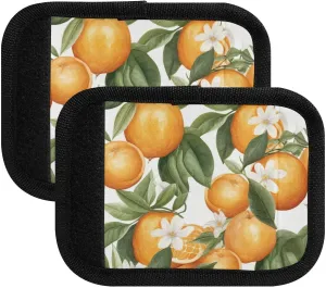 SPRIPORT White Oranges Flower Florals 2 Pack Luggage Handle Wraps for Suitcase Identifier Luggage Makers Covers with ID Tag Luggage Bag Grip Protector Saddle for Shopping Bag Flying Airplane Travel