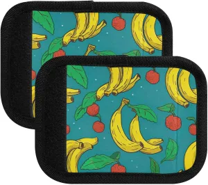 SPRIPORT Yellow Banana 2 Pack Luggage Handle Wraps for Suitcase Identifier Luggage Makers Covers with ID Tag Luggage Bag Grip Protector Saddle for Flying Airplane Travel Shopping Bag Handbag Wallet