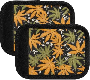 SPRIPORT Yellow Green Leaves 2 Pack Luggage Handle Wraps for Suitcase Identifier Luggage Makers Covers with ID Tag Luggage Bag Grip Protector Saddle for Travel Flying Airplane Shopping Bag Handbag