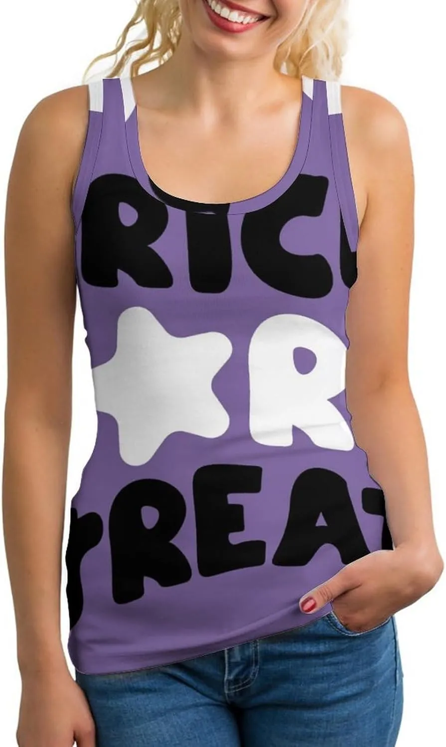 Summer Tank Top for Women Sleeveless Halloween Basics Camisole Cute Yoga Gym Shirts Purple
