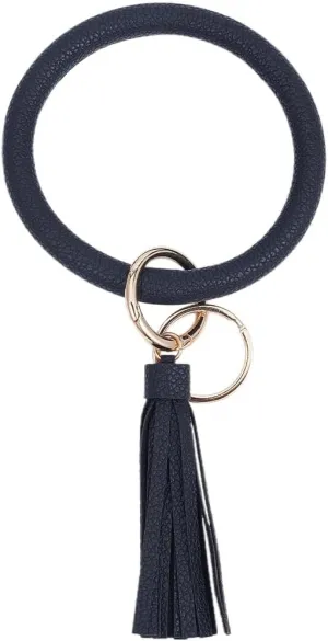 SUNNYCLUE 1 Box 1pc Wristlet Keychain Holder Wrist Bracelet Keychain Imitation Leather Black Western Oversized Wristlet Bangle Straps Key Rings Chains Holder With Tassle For Men Adults Keys Chains