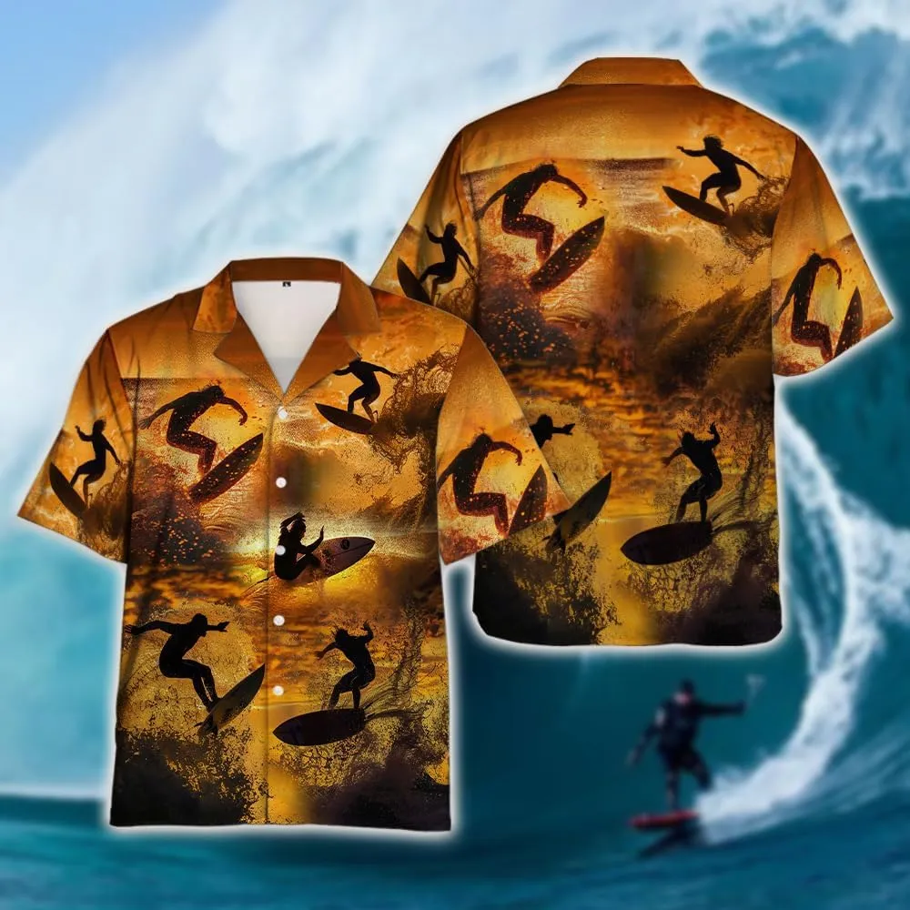 Surfboard Hawaiian Shirts for Men - Oceans Lover Button Down Mens Shirts Short Sleeve Luau Beach Shirt