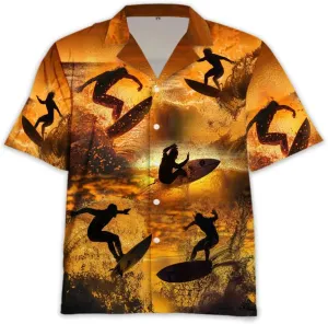 Surfboard Hawaiian Shirts for Men - Oceans Lover Button Down Mens Shirts Short Sleeve Luau Beach Shirt