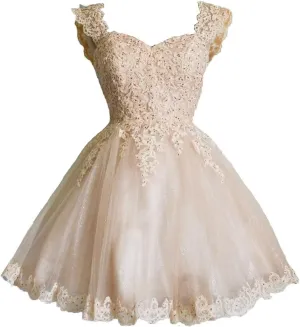 Sweetheart Homecoming Dress Lace Appliques Prom Dress Beaded Lace Mini Dress