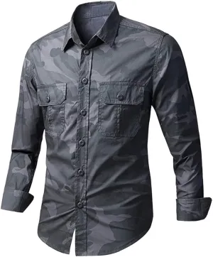 Tactical Hiking Shirts Men Long Sleeve Cargo Work Shirts Summer Outdoor Quick Dry Military Combat Hunting Fishing Shirt