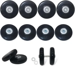 Thickness 14mm Luggage Suitcase Replacement Wheels Mute Wear-Resistant Rubber Swivel Trolley Casters Repair Set 8-piece OD 2.36" (60mm)