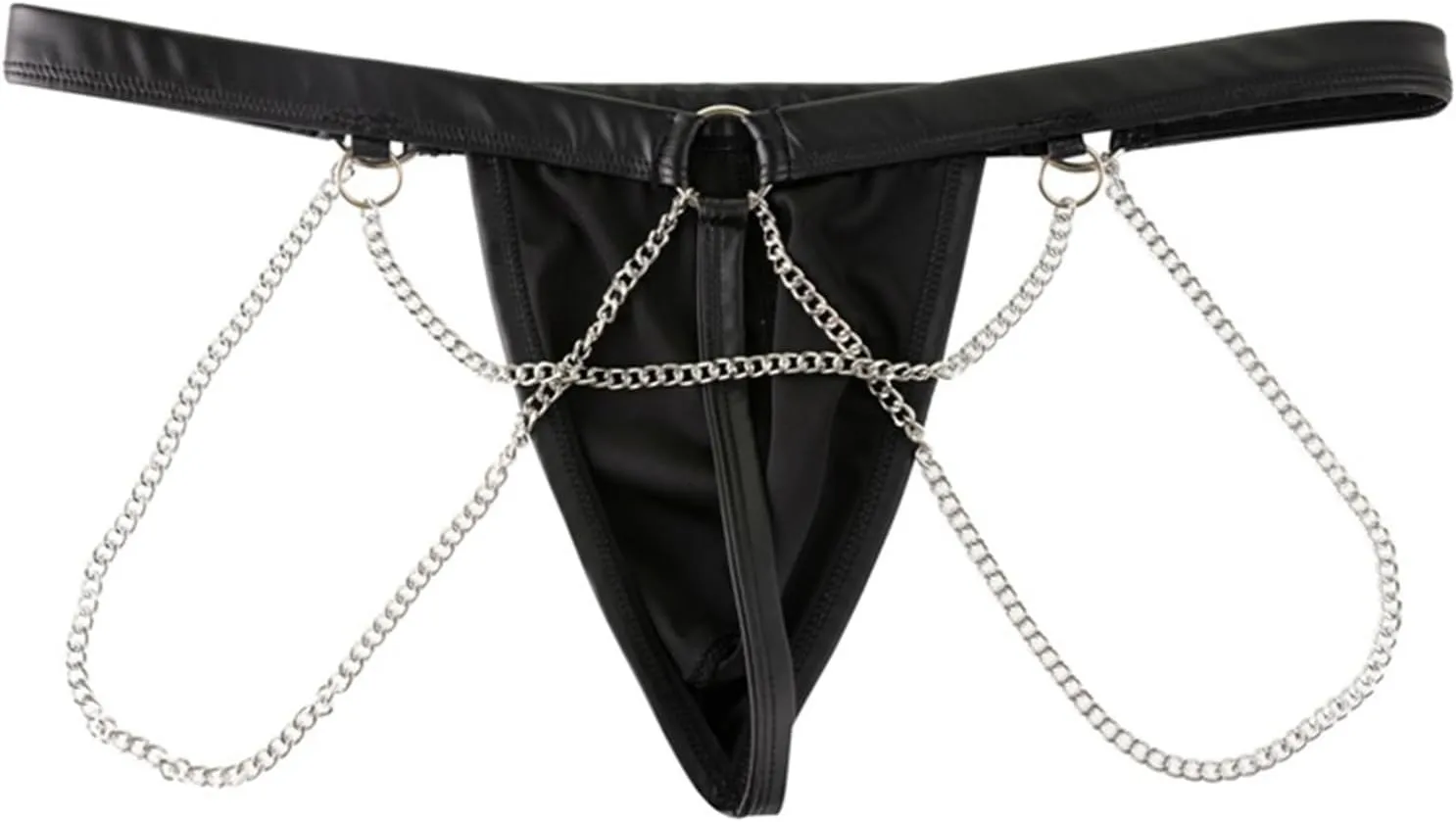 TiaoBug Men's Jockstrap Underwear Faux Leather G-String Thong Panties Low Rise Bulge Pouch Briefs