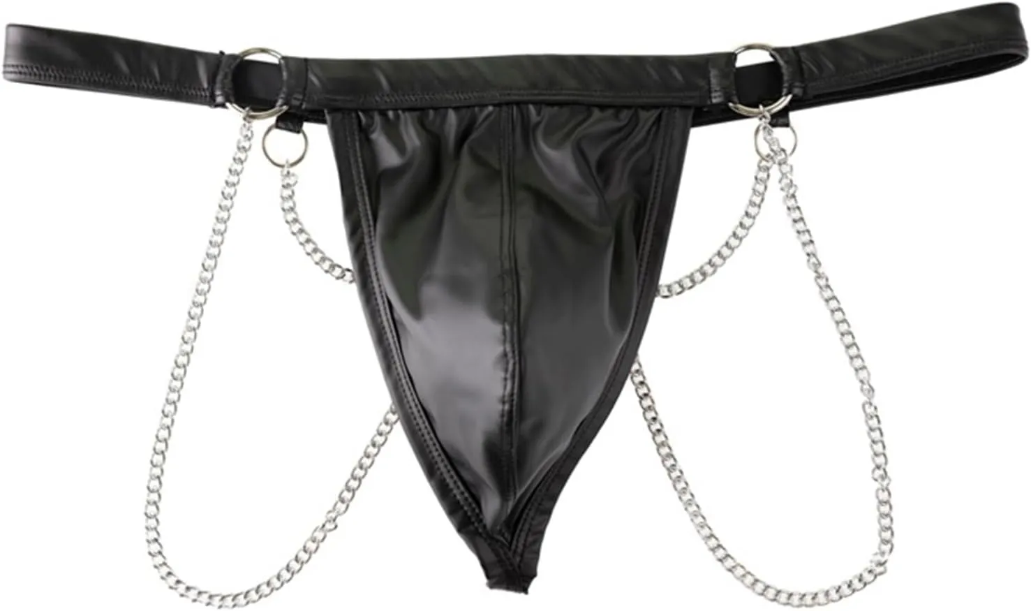 TiaoBug Men's Jockstrap Underwear Faux Leather G-String Thong Panties Low Rise Bulge Pouch Briefs