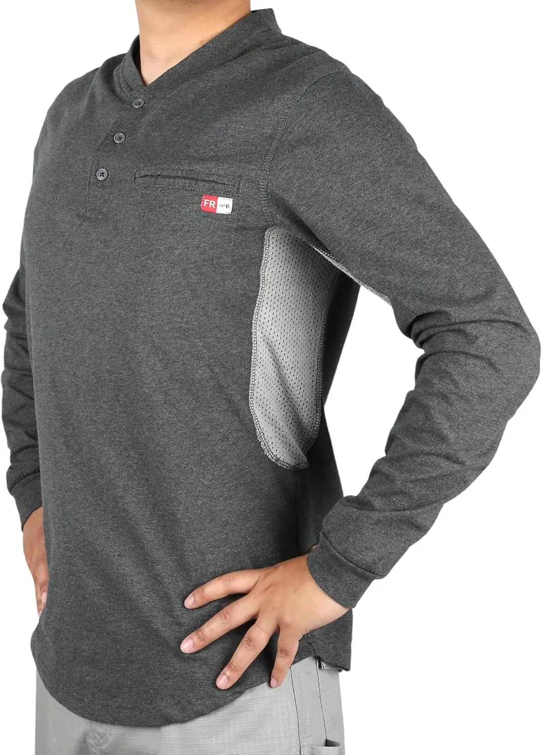 TICOMELA FR Shirts for Men 6oz Flame Retardant Mesh Breathable T-Shirt NFPA2112 Fire Retardant Henley Shirts