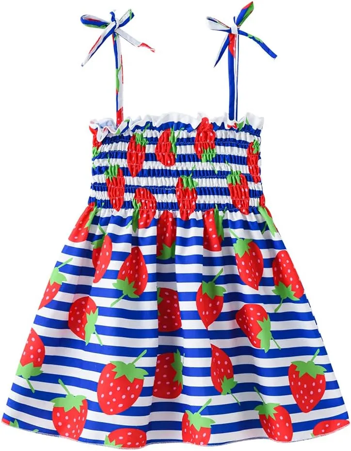 Toddler Baby Girl Summer Outfit Sunflower Dino Dresses Butterfly Princess Sundress Age 1-6 Years