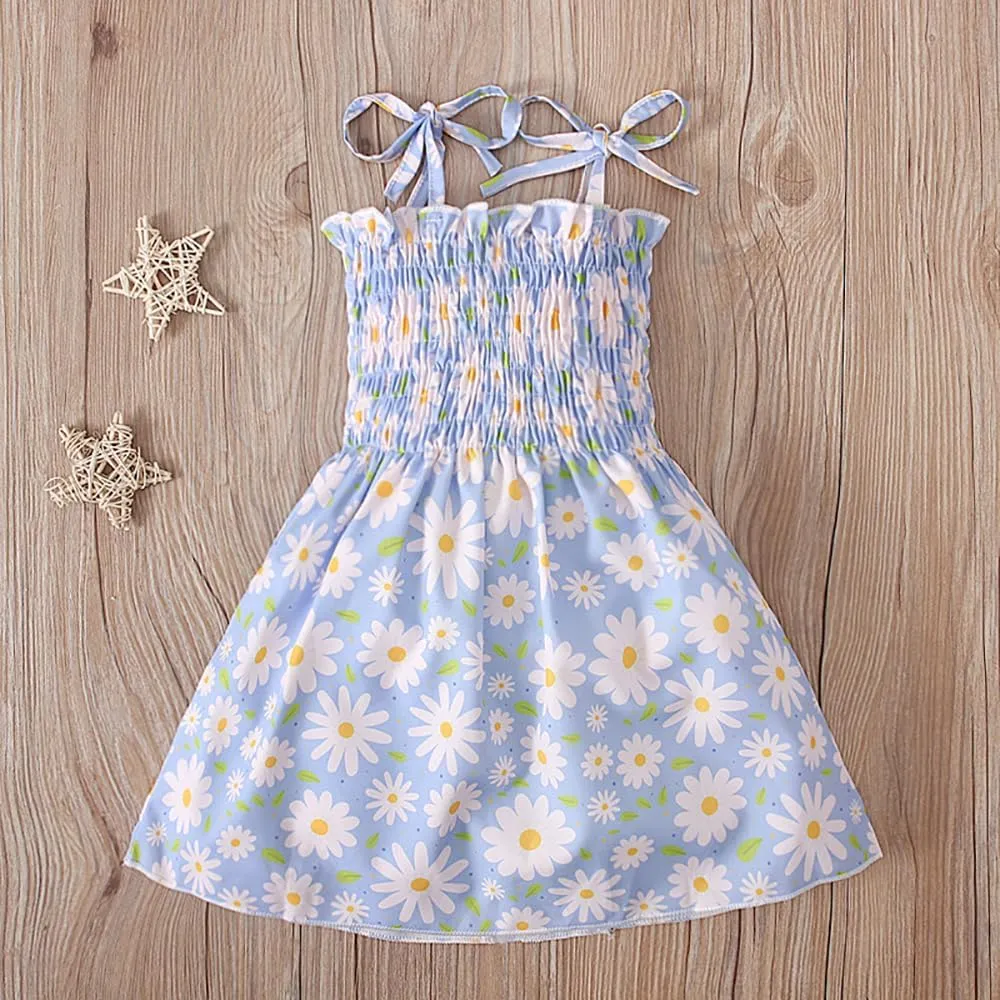 Toddler Baby Girl Summer Outfit Sunflower Dino Dresses Butterfly Princess Sundress Age 1-6 Years