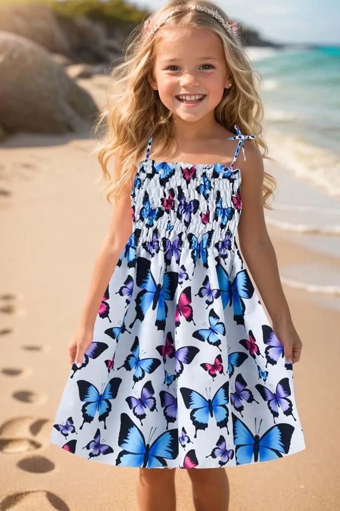 Toddler Baby Girl Summer Outfit Sunflower Dino Dresses Butterfly Princess Sundress Age 1-6 Years