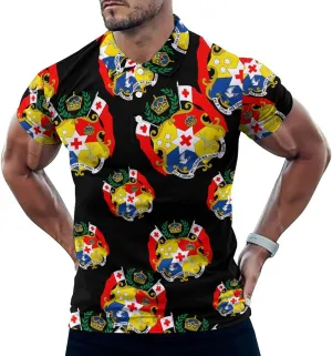 Tonga National Emblem Tongan Mens Polo Shirts Quick Dry Short Sleeve T-shirts Slim Tennis Collared Tees Tops