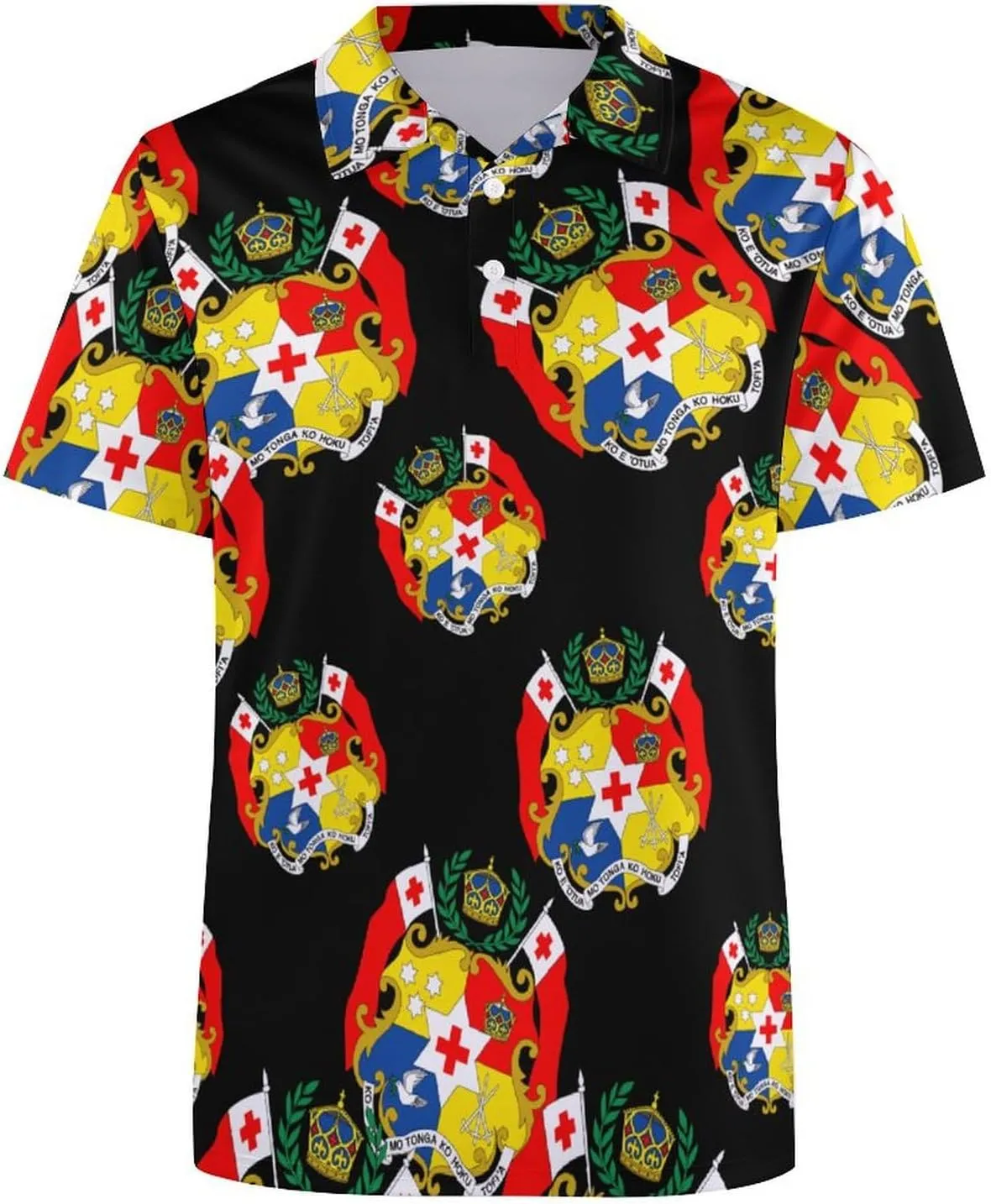 Tonga National Emblem Tongan Mens Polo Shirts Quick Dry Short Sleeve T-shirts Slim Tennis Collared Tees Tops