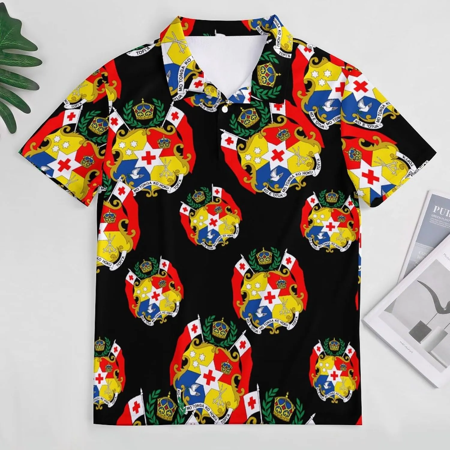 Tonga National Emblem Tongan Mens Polo Shirts Quick Dry Short Sleeve T-shirts Slim Tennis Collared Tees Tops