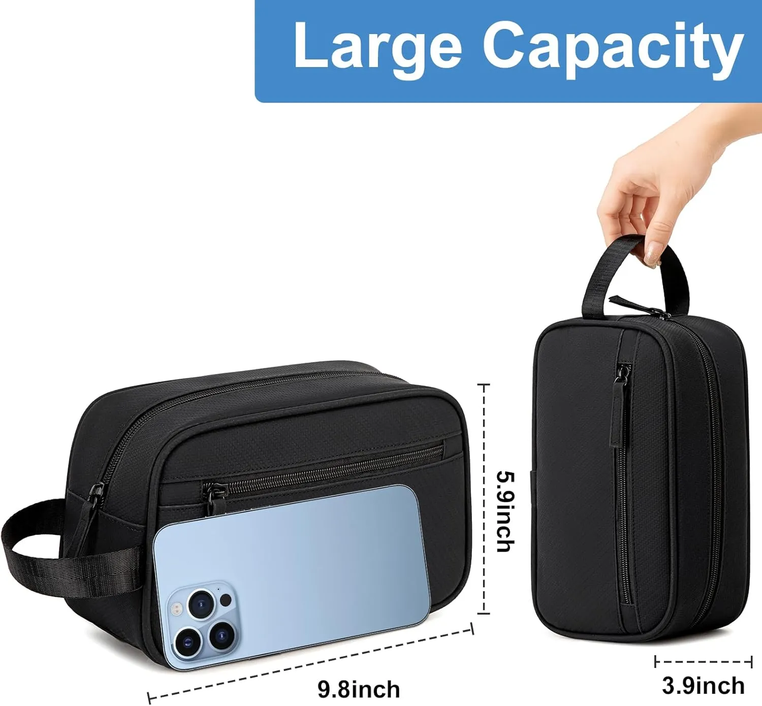 Travel Toiletry Bag for Men, PU Leather Toiletries Dopp Fit, Water Resistant Shaving Bags, Small Bathroom Hygiene Organizer Pouch, Gift For Mens Women Traveling Accessories