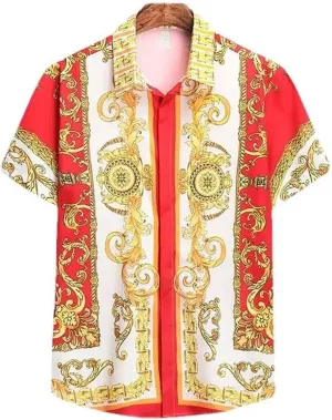 Unisex Breathable Hawaiian Baroque French Men's Shirts Street Loose Men's Streetwear Shirts