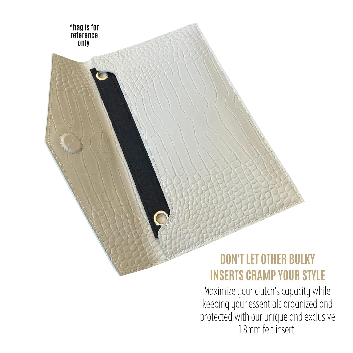 Uptown Clutch Conversion Kit with Gold Chain Wristlet Insert Wallet on Chain WOC Uptown Pouch Insert (Beige)