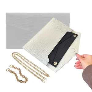 Uptown Clutch Conversion Kit with Gold Chain Wristlet Insert Wallet on Chain WOC Uptown Pouch Insert (Beige)
