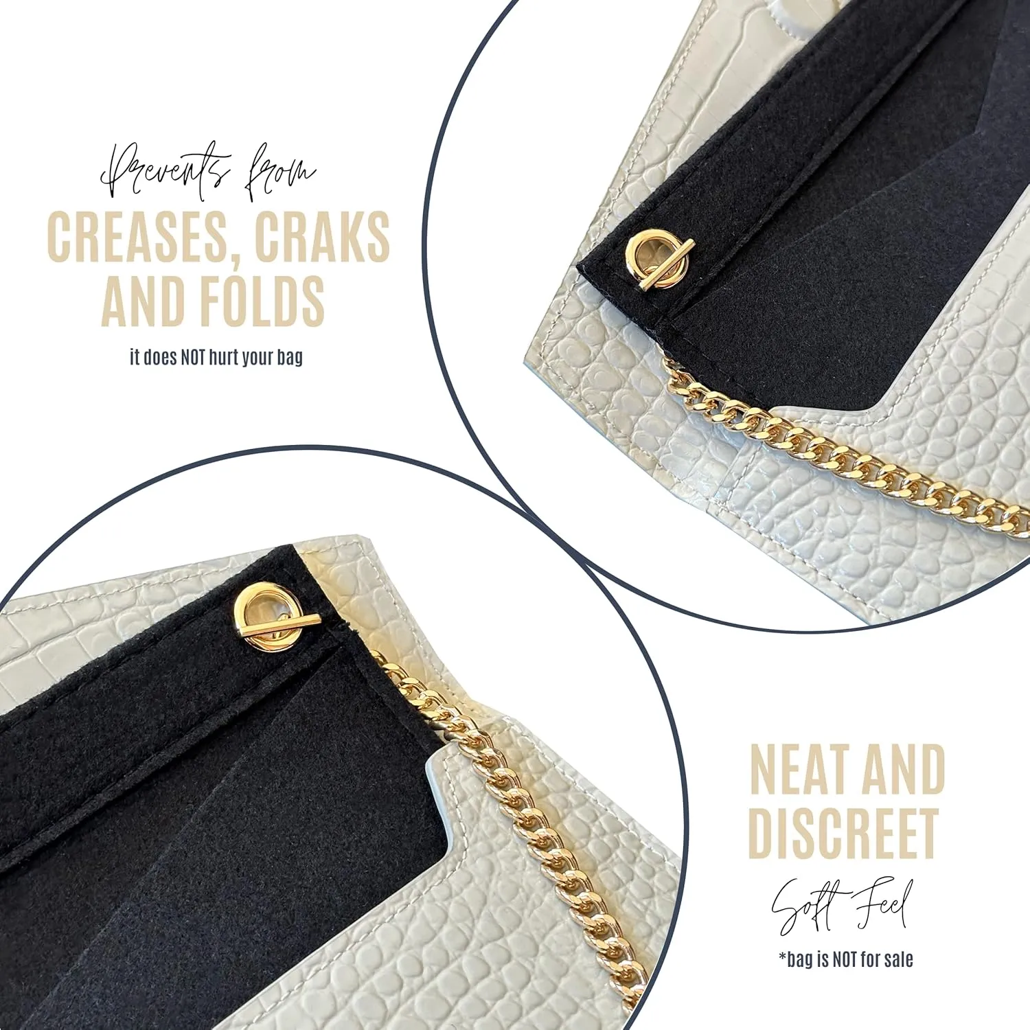 Uptown Clutch Conversion Kit with Gold Chain Wristlet Insert Wallet on Chain WOC Uptown Pouch Insert (Beige)