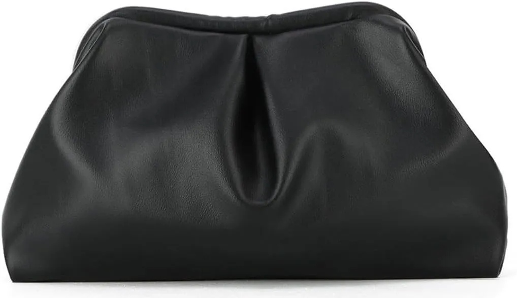 Vegan Leather Clutch Purse for Women Cloud Dumpling Chain Bag Trendy Evening Handbags Shoulder Bag for Party Wedding