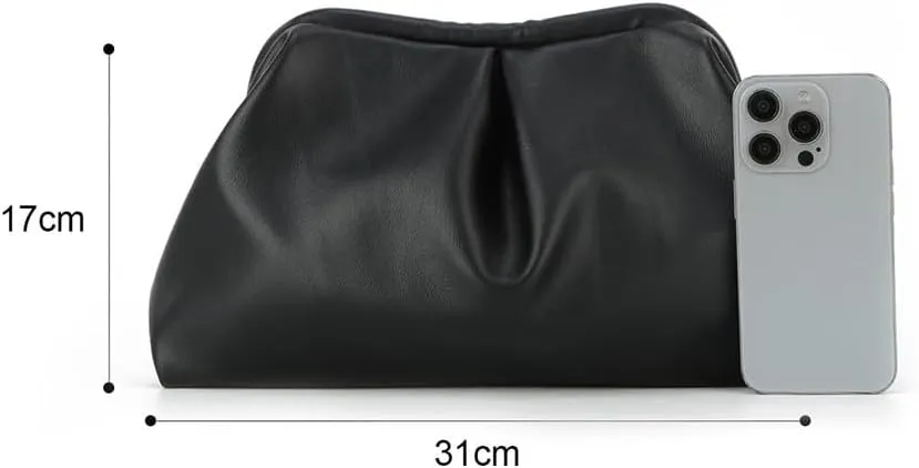 Vegan Leather Clutch Purse for Women Cloud Dumpling Chain Bag Trendy Evening Handbags Shoulder Bag for Party Wedding